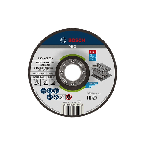 Disco colado 3 em 1 Ø125mm PRO Stainless Steel and Metal BOSCH