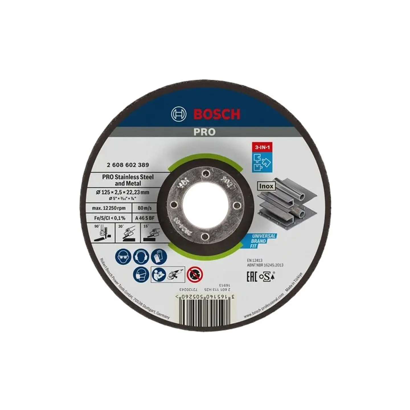 Disco colado 3 em 1 Ø125mm PRO Stainless Steel and Metal BOSCH 1