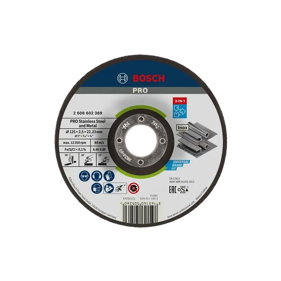 Disco colado 3 em 1 Ø125mm PRO Stainless Steel and Metal BOSCH 1