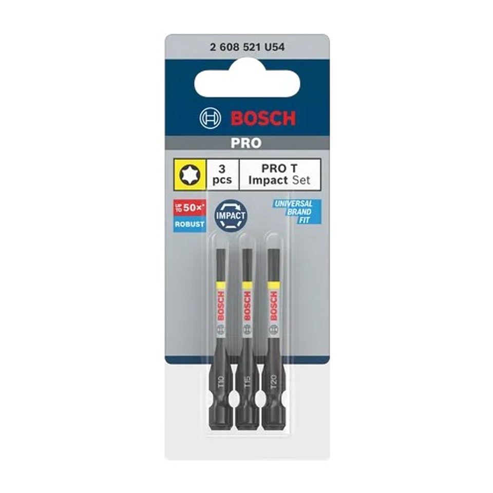 Ponta de aparafusar PRO Impact T10, T15, T20, 55 mm (3unids) BOSCH 3