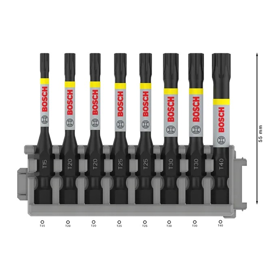 Ponta de aparafusar PRO Torx Impact, T15, T20(x2), T25(x2), T30(x2), T40, 55mm (8unids) BOSCH 2