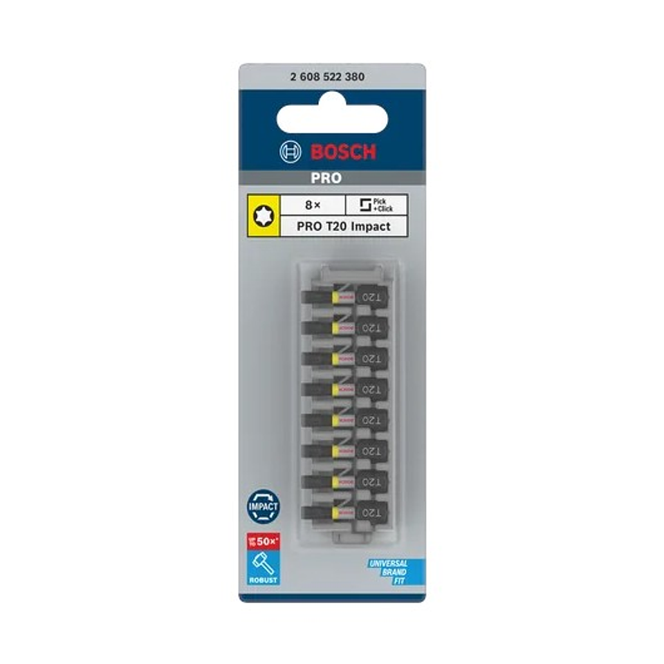 Ponta de aparafusar PRO Torx Impact, T20, 25 mm (8unids) BOSCH 3