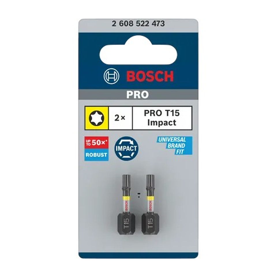 Ponta de aparafusar PRO Torx Impact, T15, 25 mm (2unids) BOSCH 3