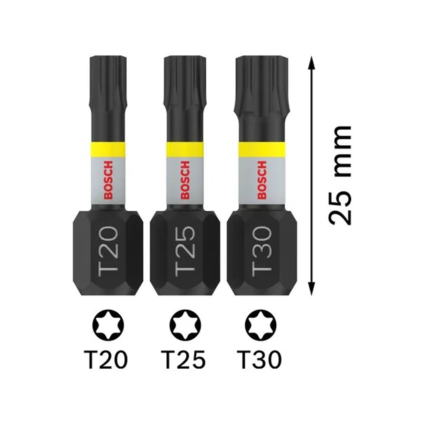 Ponta de aparafusar PRO T Impact, T20 x 25, T25 x 25, T30 x 25 mm (3unids) BOSCH 2