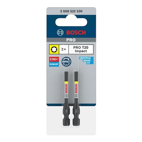 Ponta de aparafusar PRO Torx Impact, T20, 55 mm (2 unids) BOSCH