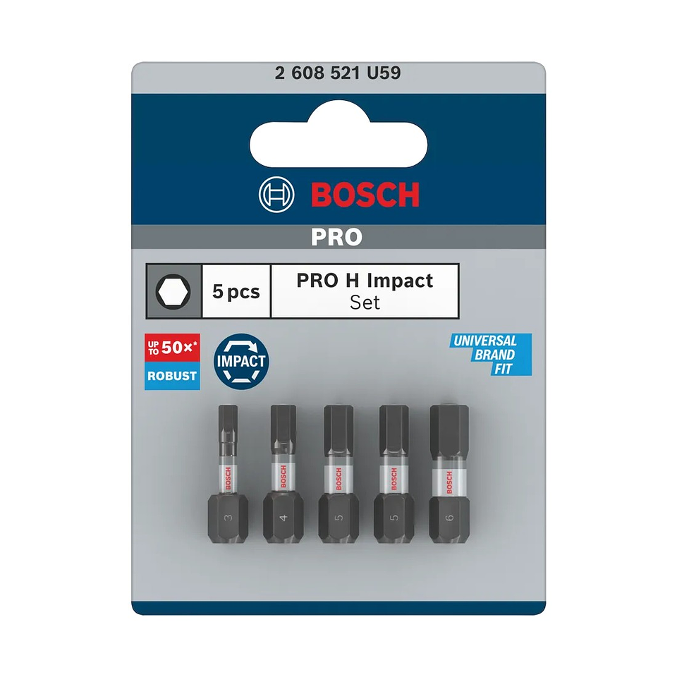 Ponta de aparafusar PRO Impact H3, H4, H5 (x2), H6, 25 mm (5 unid.) BOSCH  2