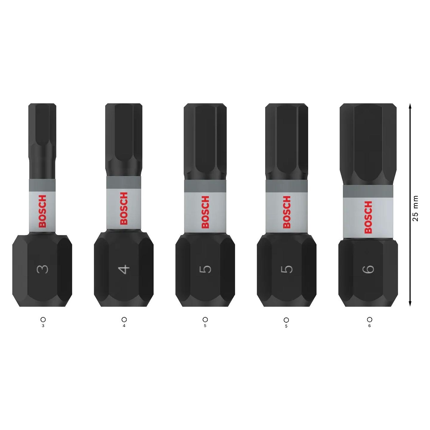 Ponta de aparafusar PRO Impact H3, H4, H5 (x2), H6, 25 mm (5 unid.) BOSCH  3