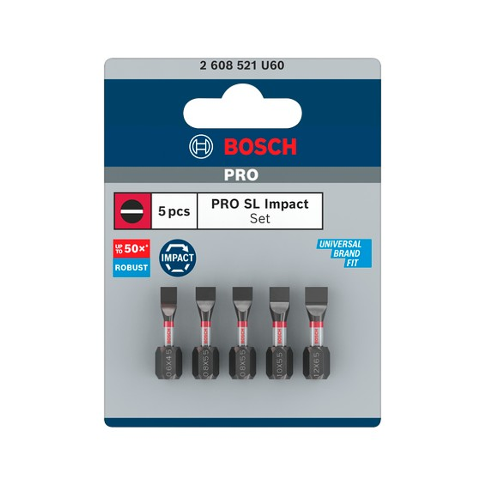 Ponta de aparafusar PRO Impact SL4.5, SL5.5 (x2), SL5.5, SL6.5, 25 mm BOSCH  3