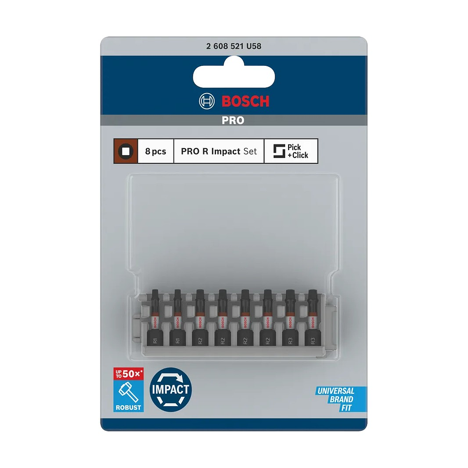 Ponta de aparafusar PRO Impact  R1 (x2), R2 (x4), R3 (x2), 55 mm, (8 unids) BOSCH   3