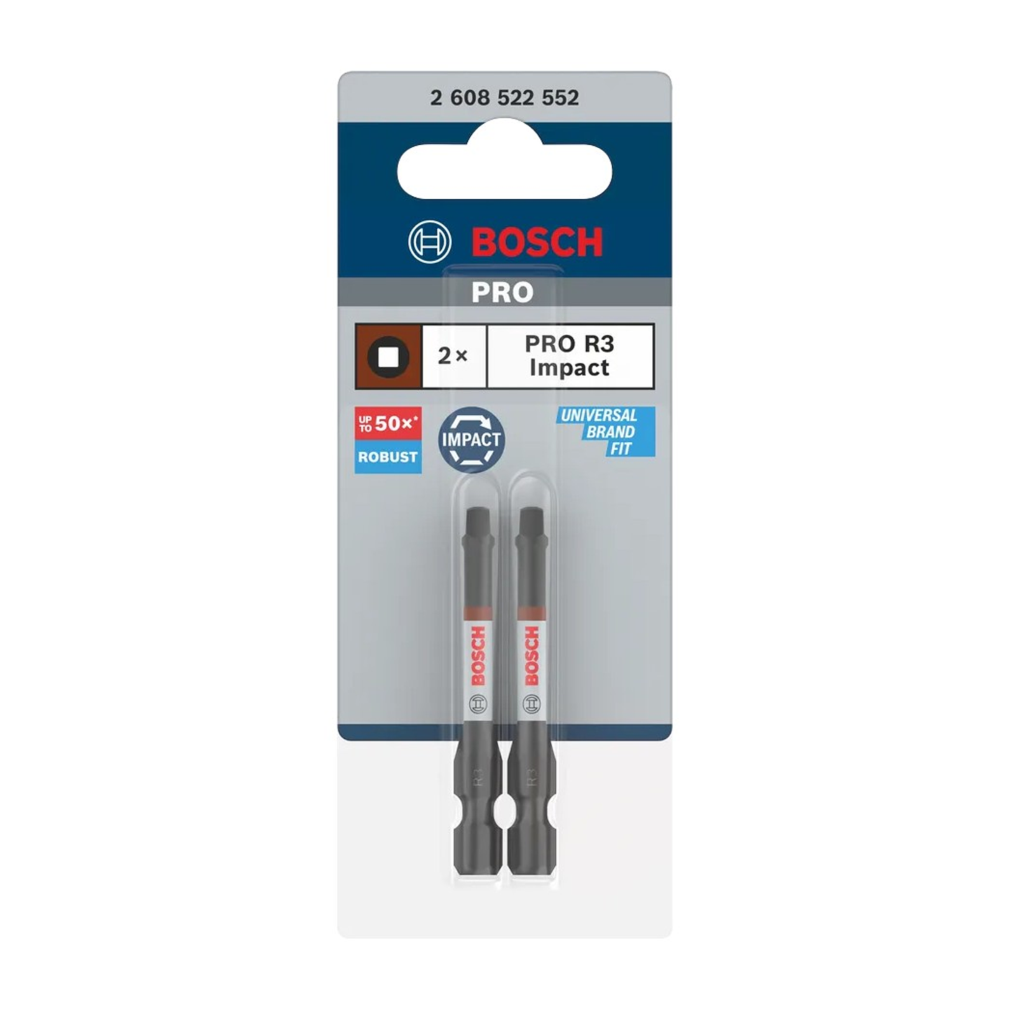 Ponta de aparafusar PRO Robertson Impact, R3, 55 mm, (2 unids) BOSCH 3