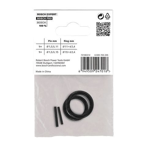 Conjunto de anel e pino de retenção para tomada de impacto profissional, 1/4 (4 unids) BOSCH