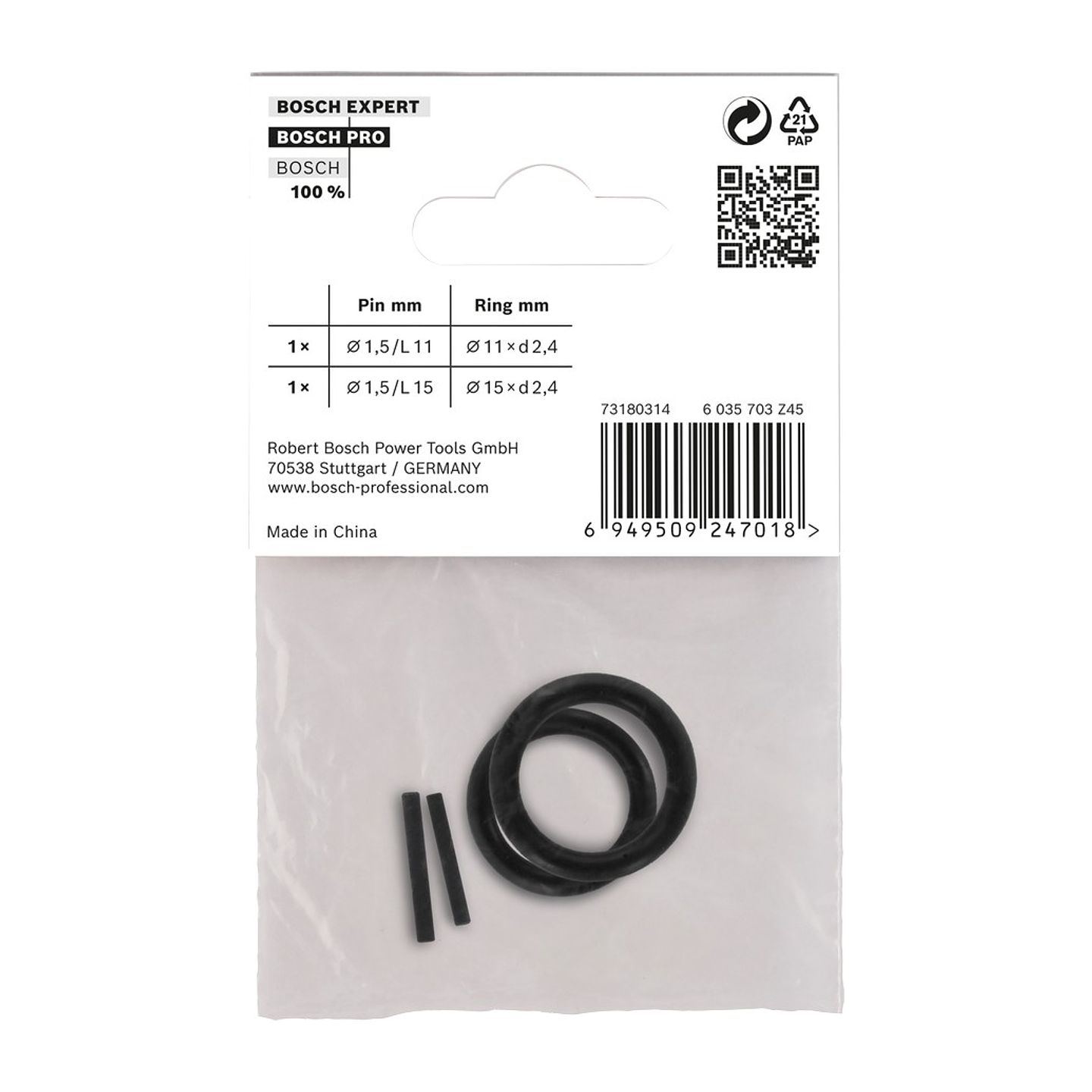 Conjunto de anel e pino de retenção para tomada de impacto profissional, 1/4 (4 unids) BOSCH 2