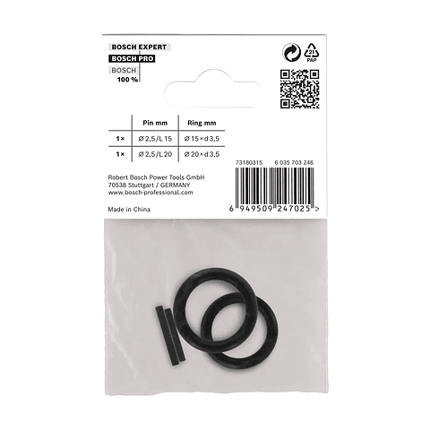 Conjunto de anel e pino de retenção para tomada de impacto profissional, 3/8 (4 unids) BOSCH