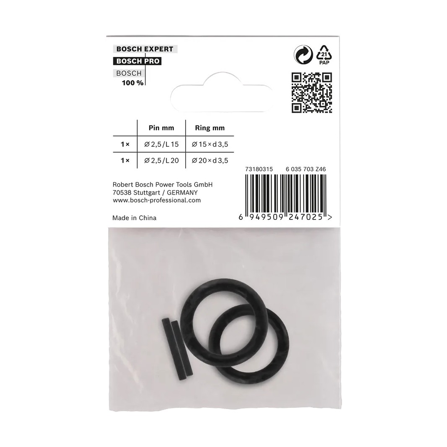 Conjunto de anel e pino de retenção para tomada de impacto profissional, 3/8 (4 unids) BOSCH 2