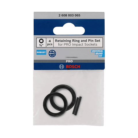 Conjunto de anel e pino de retenção para tomada de impacto profissional, 3/8 (4 unids) BOSCH