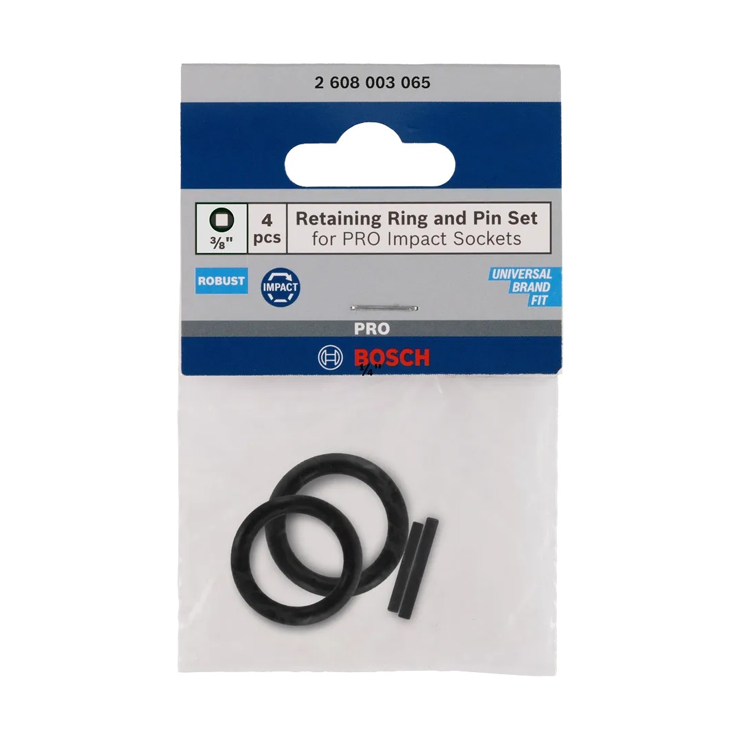 Conjunto de anel e pino de retenção para tomada de impacto profissional, 3/8 (4 unids) BOSCH 1