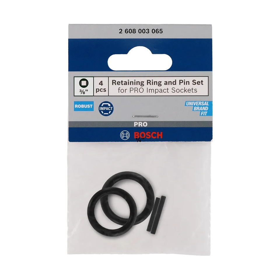 Conjunto de anel e pino de retenção para tomada de impacto profissional, 3/8 (4 unids) BOSCH 1
