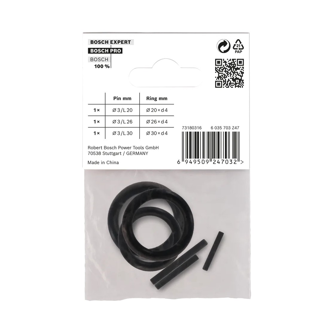 Conjunto de anel e pino de retenção para tomada de impacto profissional, 1/2 (6 unids) BOSCH