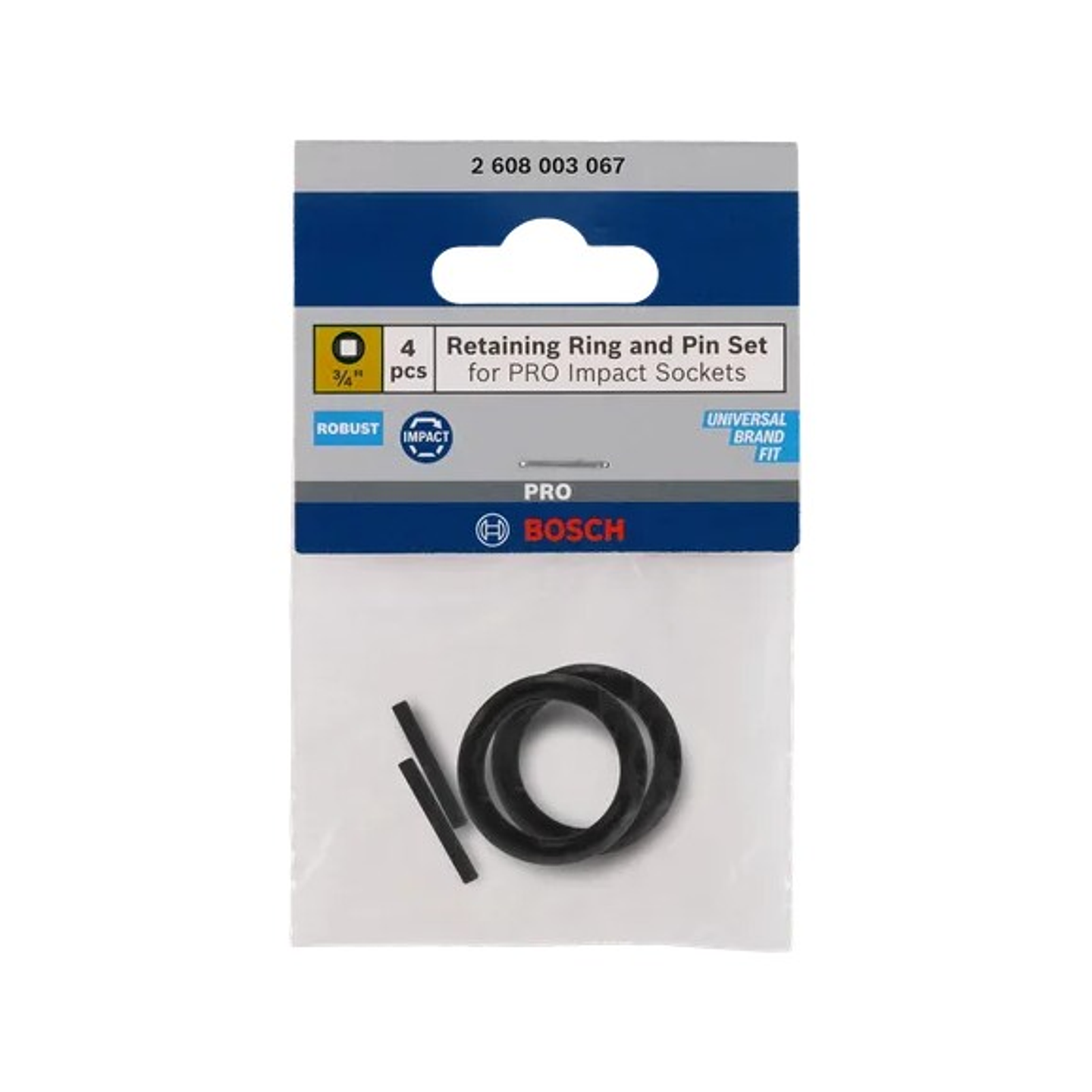 Conjunto de anel e pino de retenção para tomada de impacto profissional, 3/4 (4 unids) BOSCH 1