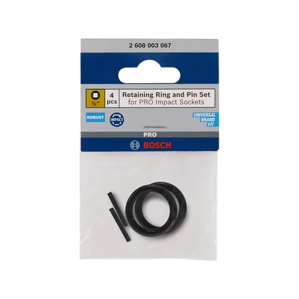 Conjunto de anel e pino de retenção para tomada de impacto profissional, 3/4 (4 unids) BOSCH 1