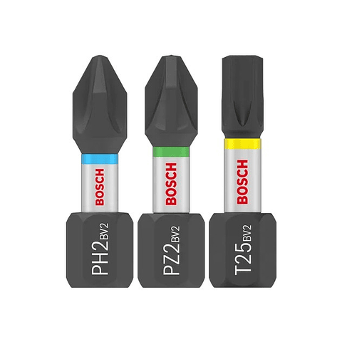 Conjunto de brocas PRO Impact Screwdriver, PH2 (x5), PZ2 (x5), T20 (x5), T25 (x5), T30 (x5), 25 mm, expositor, 10 x 25 unid BOSCH