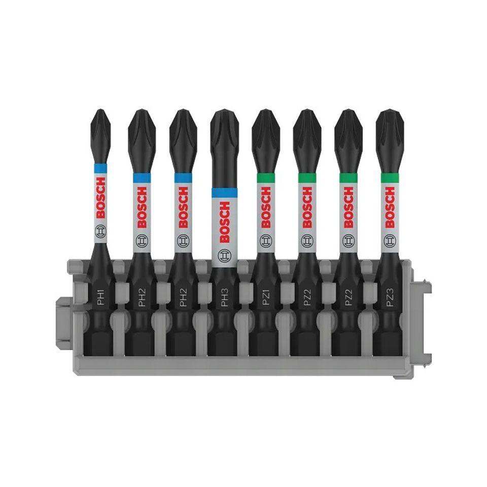 Conjunto de pontas da aparafusar PRO Impact, PH1, PH2(x2), PH3, PZ1, PZ2(x2), PZ3, 55 mm, 8 peças BOSCH 1