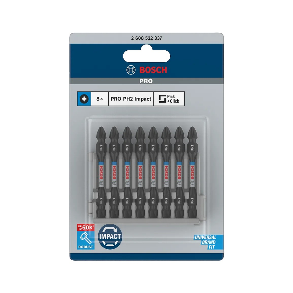 Pontas com duas extremidades PRO Impact com índice Pick and Click, PH2, 65 mm, (8 unids) BOSCH 2
