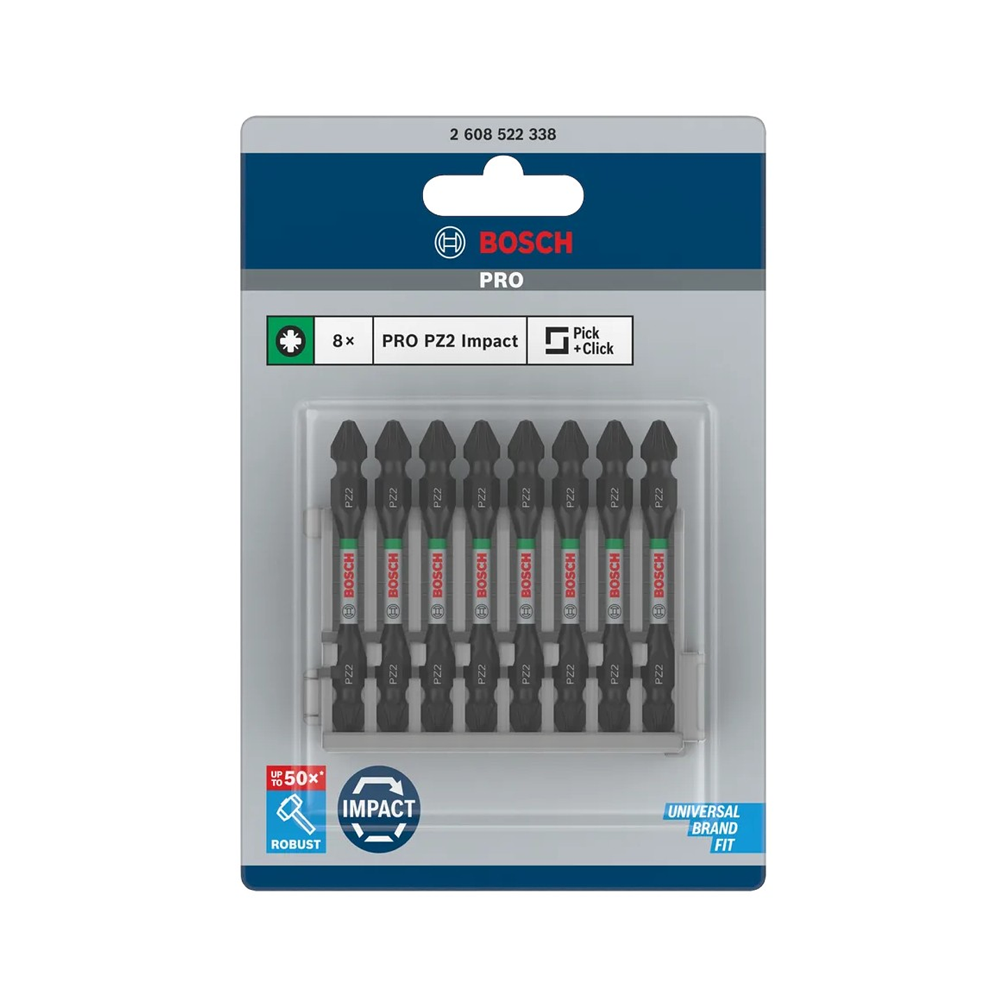 Pontas com duas extremidades PRO Impact com índice Pick and Click, PZ2, 65 mm, (8 unids) BOSCH 3