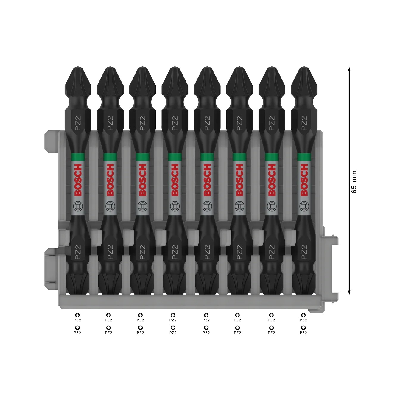 Pontas com duas extremidades PRO Impact com índice Pick and Click, PZ2, 65 mm, (8 unids) BOSCH