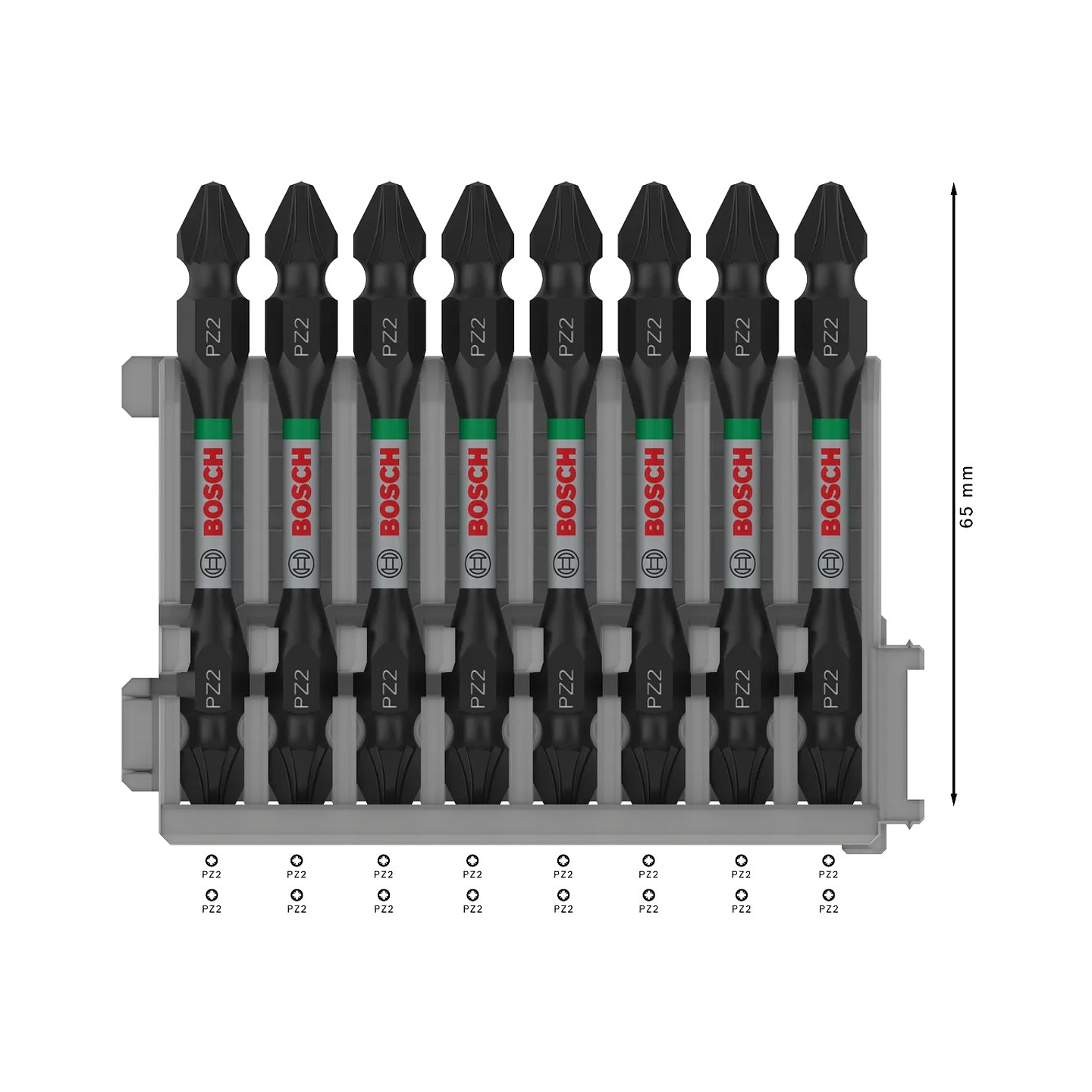 Pontas com duas extremidades PRO Impact com índice Pick and Click, PZ2, 65 mm, (8 unids) BOSCH 2