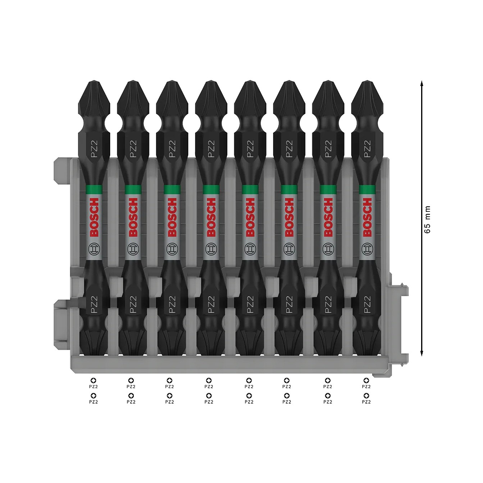 Pontas com duas extremidades PRO Impact com índice Pick and Click, PZ2, 65 mm, (8 unids) BOSCH 2