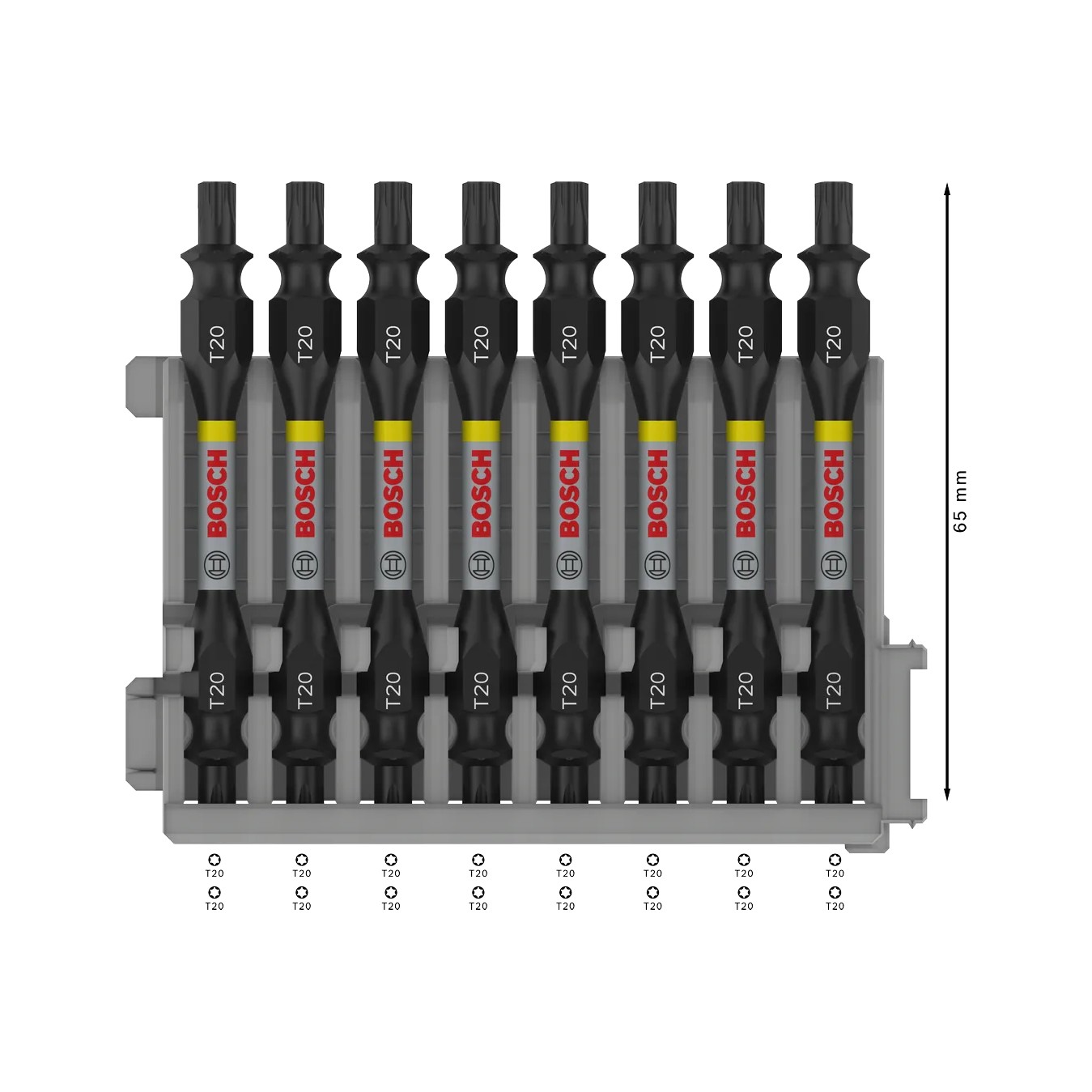 Pontas com duas extremidades PRO Impact com índice Pick and Click, T20, 65 mm, (8 unids) BOSCH