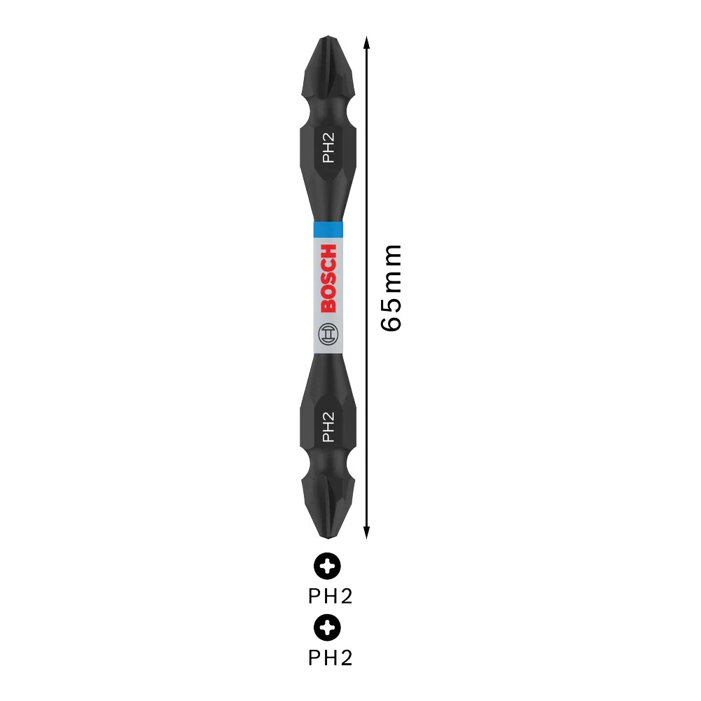 Pontas com duas extremidades PRO Impact com índice Pick and Click, PH2, 65 mm, (1 unid) BOSCH