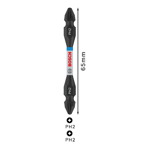 Pontas com duas extremidades PRO Impact com índice Pick and Click, PH2, 65 mm, (1 unid) BOSCH