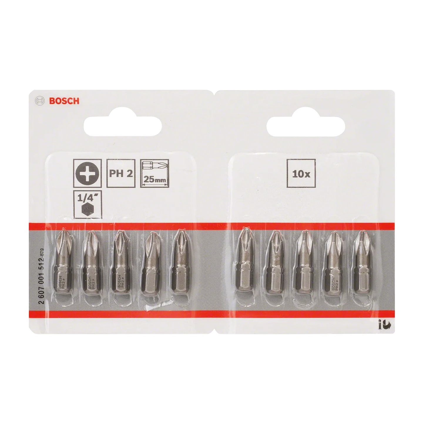 Ponta da aparafusadora Extra Hard PH2 25mm (10 unids) BOSCH 2