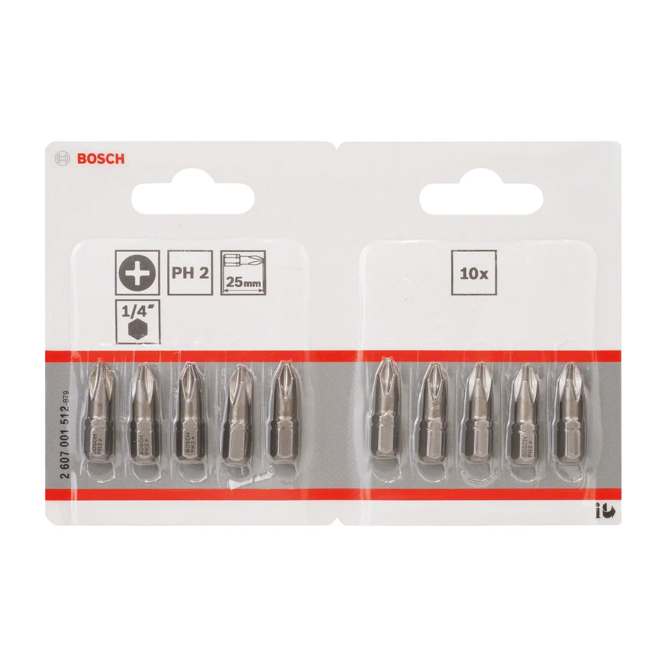 Ponta da aparafusadora Extra Hard PH2 25mm (10 unids) BOSCH 2
