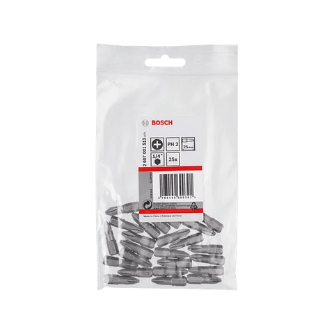 Ponta da aparafusadora Extra Hard PH2 25mm (25 unids) BOSCH