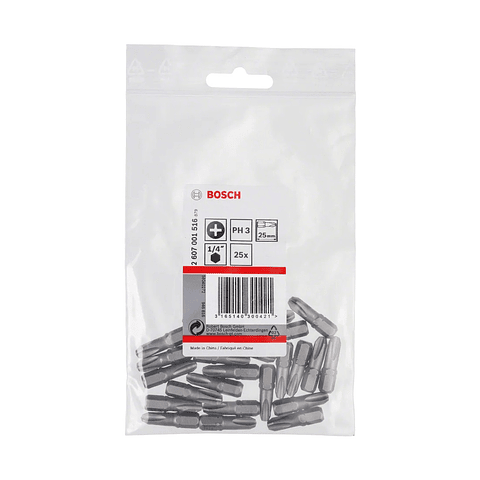 Ponta da aparafusadora Extra Hard PH3 25mm (25 unids) BOSCH