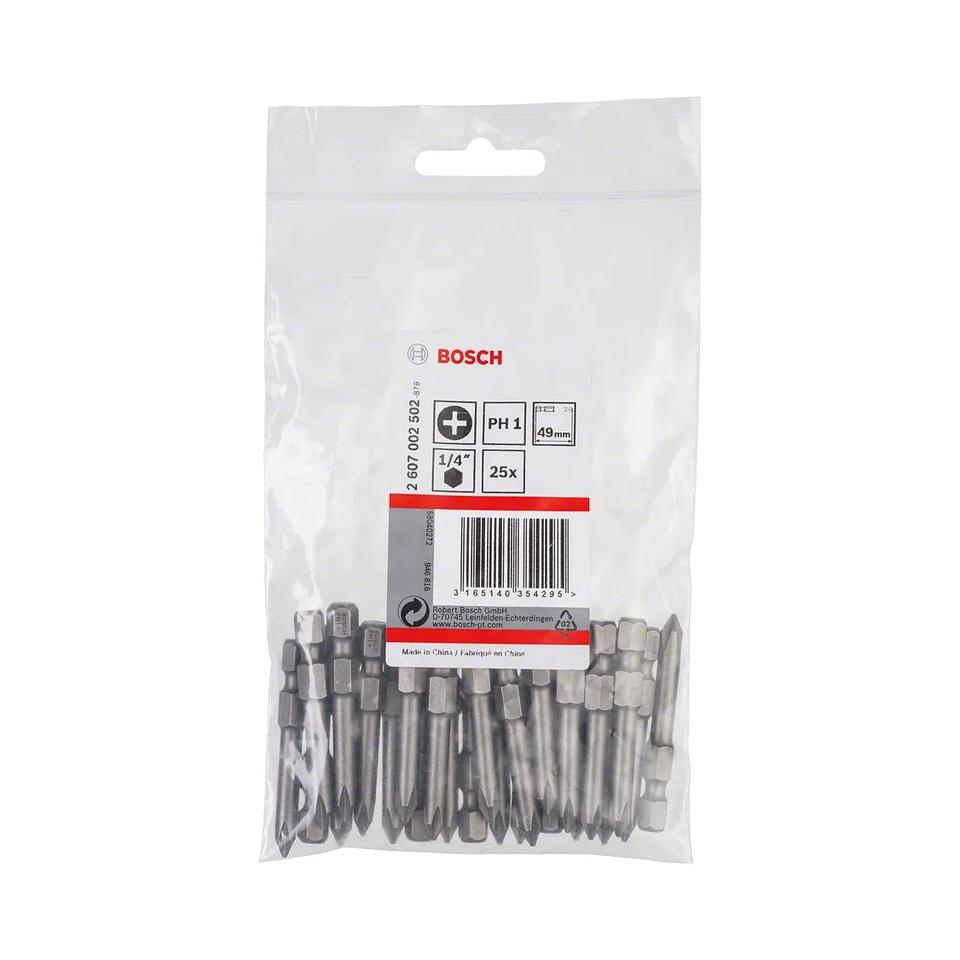Ponta da aparafusadora Extra Hard PH1 49mm (25 unids) BOSCH 2