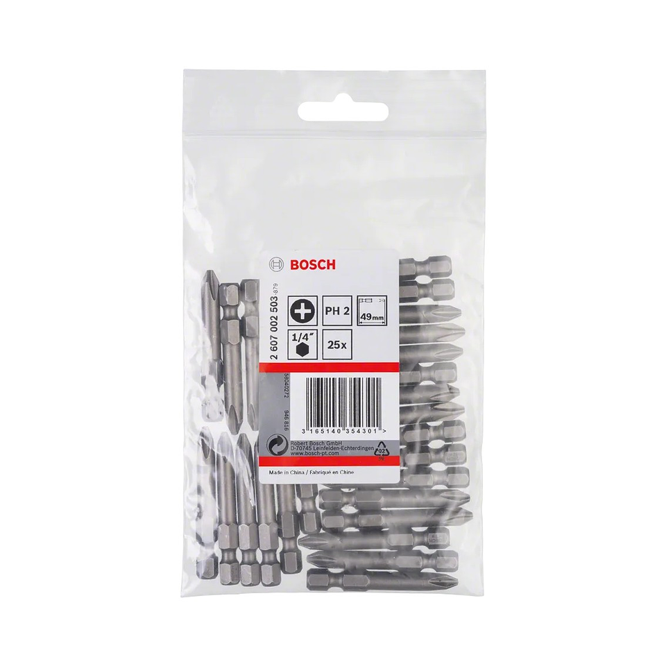 Ponta da aparafusadora Extra Hard PH2 49mm (25 unids) BOSCH 2