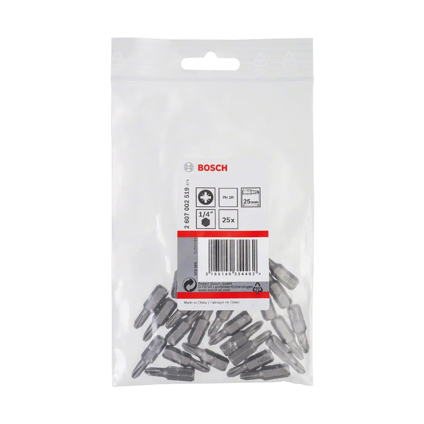 Ponta da aparafusadora Extra Hard PH2R 25mm (25 unids) BOSCH 2