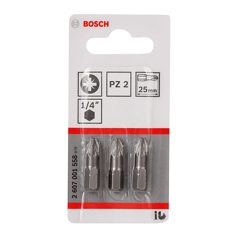 Ponta da aparafusadora Extra Hard PZ2 25mm (3 unids) BOSCH