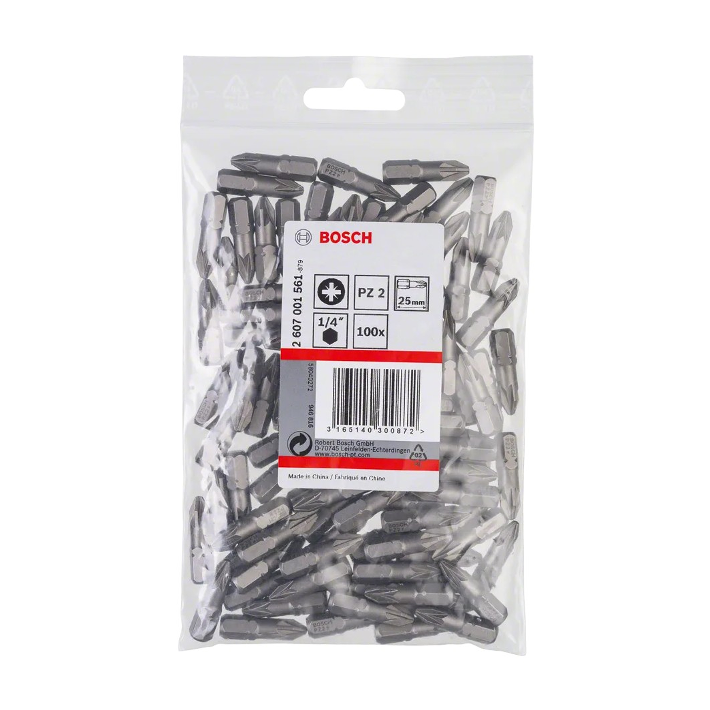 Ponta da aparafusadora Extra Hard PZ2 25mm (100 unids) BOSCH 2