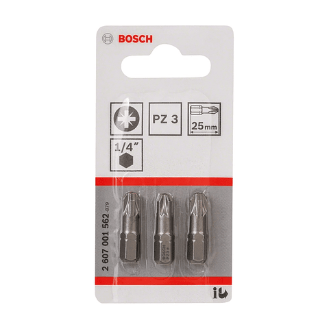 Ponta da aparafusadora Extra Hard PZ3 25mm (3 unids) BOSCH