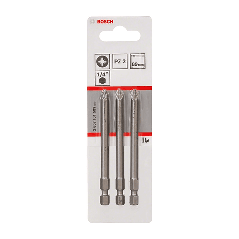Ponta da aparafusadora Extra Hard PZ2 89mm (3 unids) BOSCH