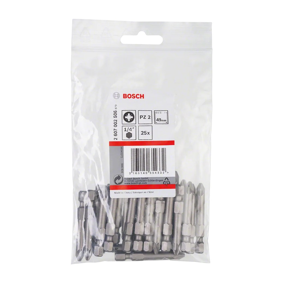 Ponta da aparafusadora Extra Hard PZ2 49mm (25 unids) BOSCH 2