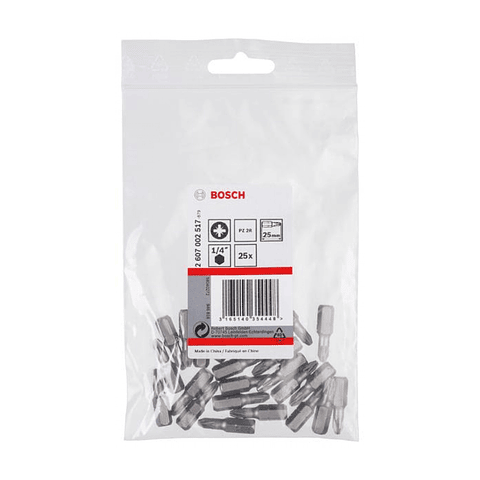 Ponta da aparafusadora Extra Hard PZ2R 25mm (25 unids) BOSCH