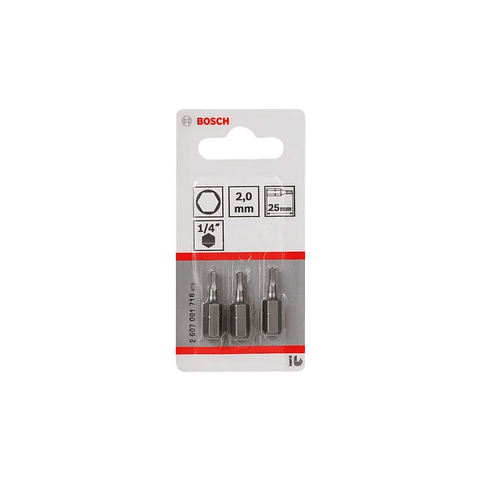 Ponta da aparafusadora Extra Hard HEX2 25mm (3 unids) BOSCH 