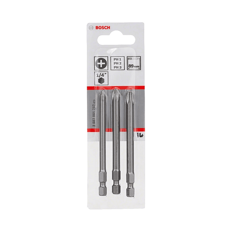 Embalagem de pontas da aparafusadora Extra Hard, 3 peças 89mm BOSCH