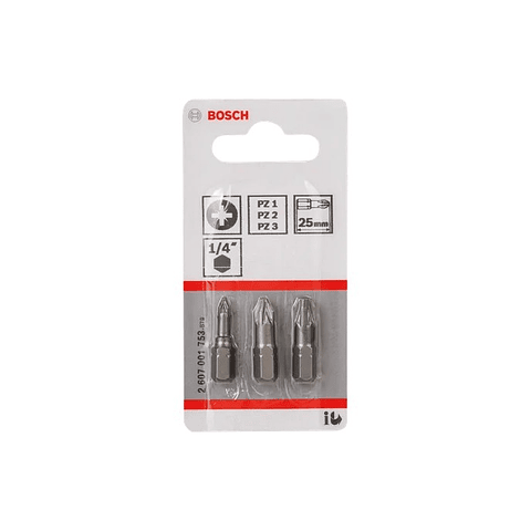 Séries mistas de pontas de aparafusadora Extra Hard 25mm (3 unids) BOSCH